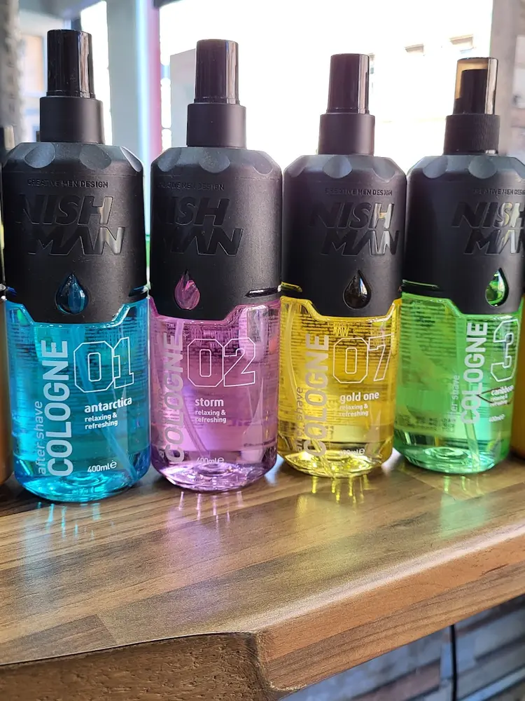 Row of Nishman barbershop colognes